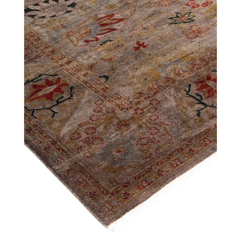 Overton Hand Knotted Wool Vintage Inspired Modern Contemporary Overdyed Brown Area Rug - 4' 4" x 6' 4"
