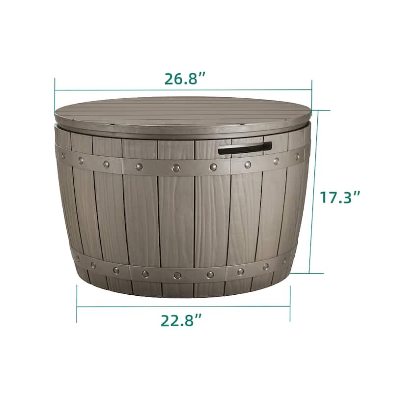 33 Gallon Round Outdoor Storage Waterproof Deck Box - N/A