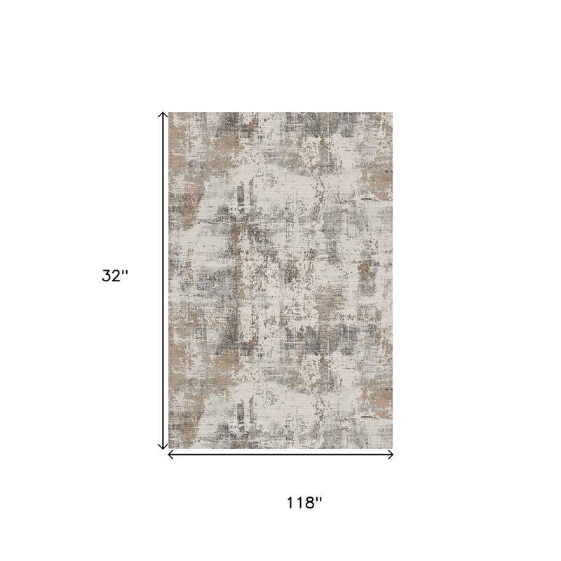 HomeRoots Abstract Contemporary Runner Area Rug - 10' Runner