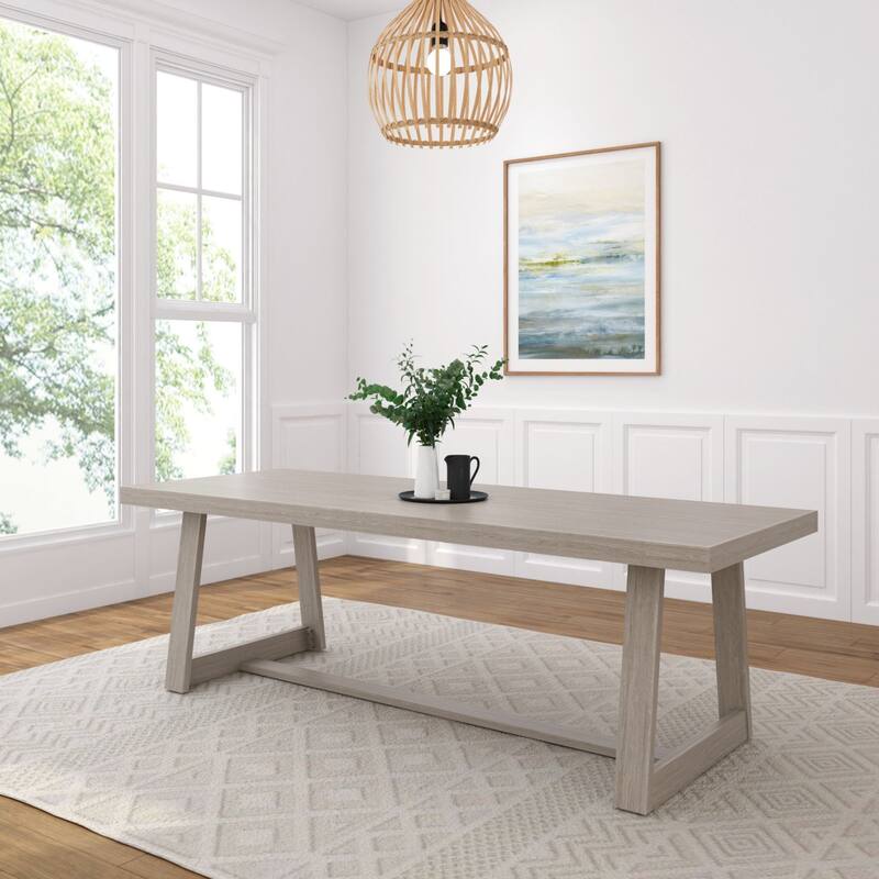 Plank and Beam Classic Solid Wood Conference Dining Table - 94" - Seashell Wirebrush