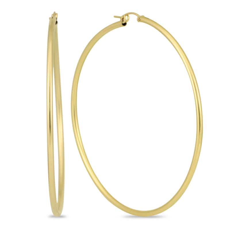 Marquee Jewels 14k Yellow Gold 76-millimeter Filled Hoop Earrings