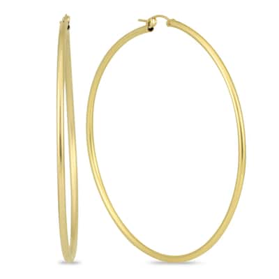 Marquee Jewels 14k Yellow Gold 76-millimeter Filled Hoop Earrings