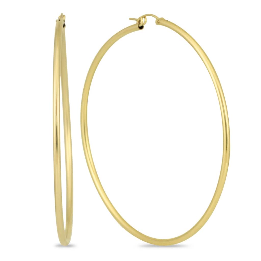 Marquee Jewels 14k Yellow Gold 76-millimeter Filled Hoop Earrings