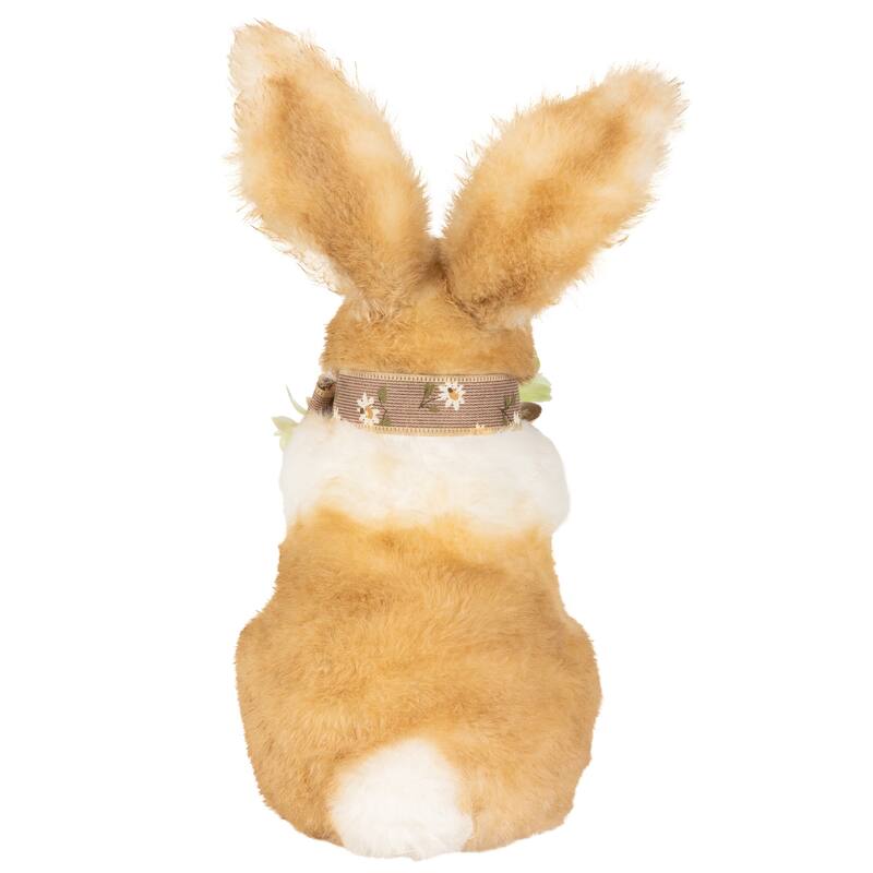 Plush Rabbit with Floral Bow Easter Figurine - 10.25"