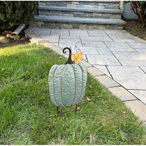 20" Metal Galvanized Outdoor Pumpkin Yard Stake, Set Of 2 - 20 - Bed Bath & Beyond - 40390967