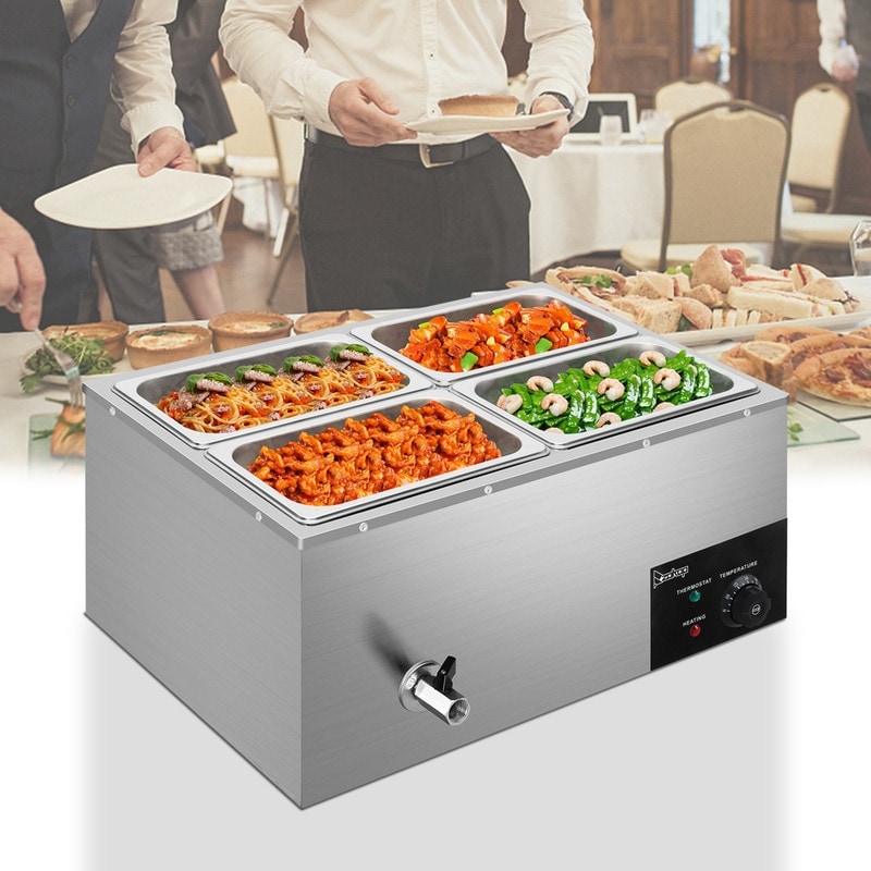 ZOKOP 600W 20Qt Stainless Steel Four Plates Heating Food Warmer