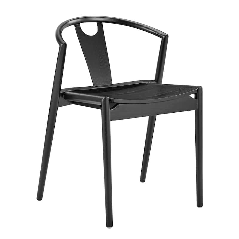 HomeRoots Black Solid Wood Open Back Dining Side Chair - 22.50 in. x 31.00 in. x 22.00 in.