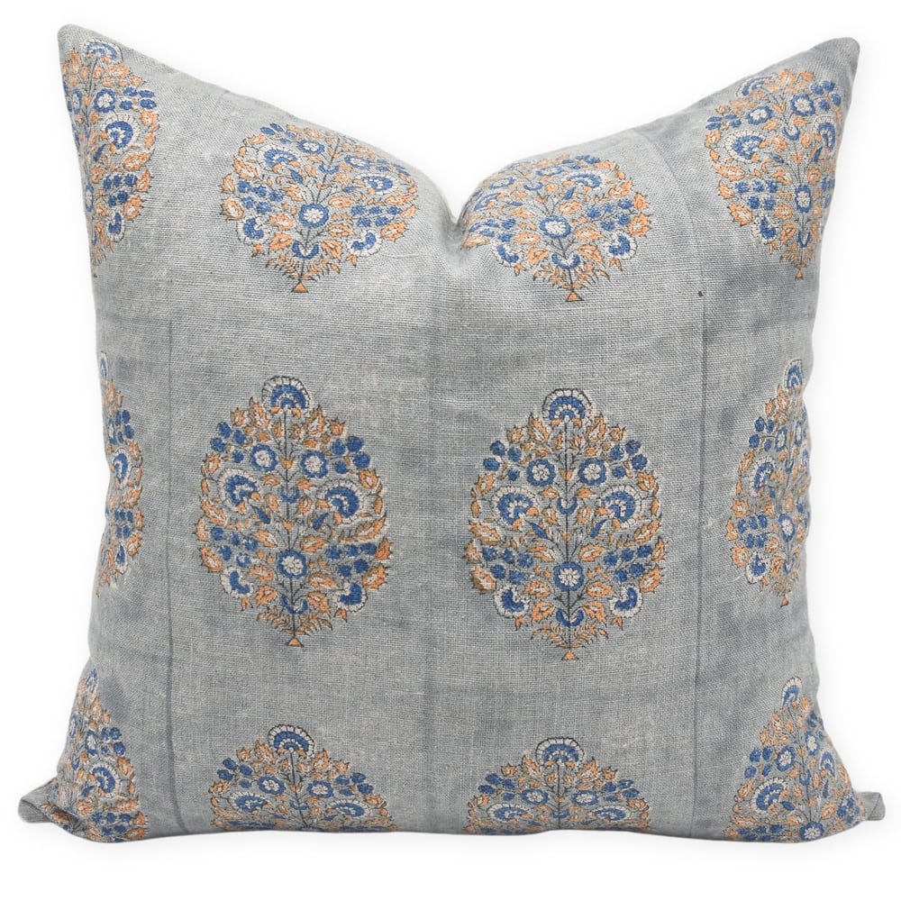 Linen Square Block print pillow Cover - Guldasta