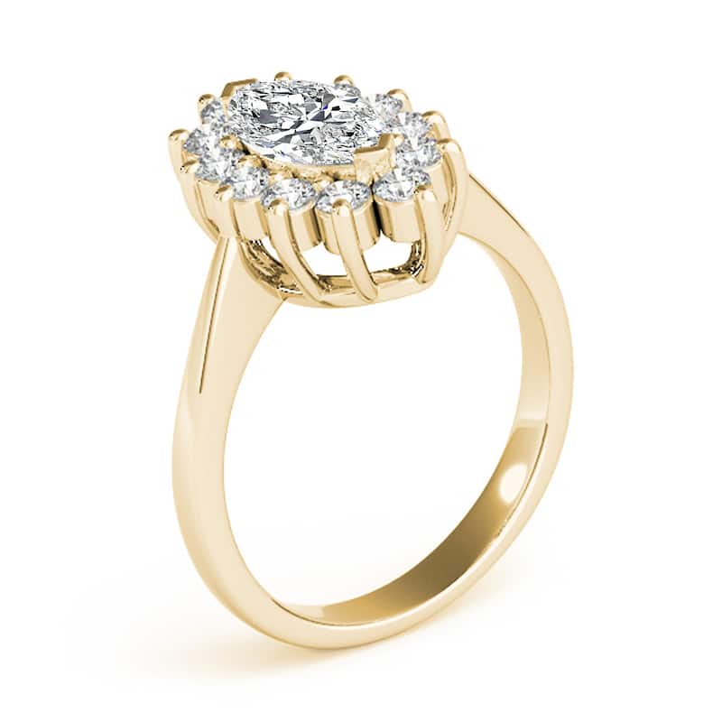 Auriya 14k Yellow Gold Lab Grown Marquise Diamond Halo Engagement Ring 0.50 to 5.00 ct. tw. (F-G VS)