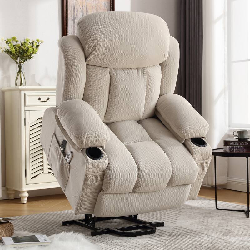 Power Lift Recliner Chair with Heat and Massage for Elderly with USB and Side Pockets