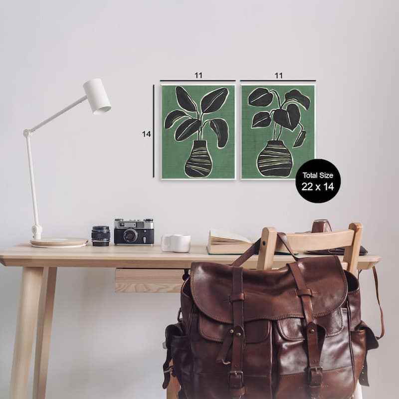Stupell Green Toned House Plants Wall Plaque Art Design By June Erica Vess (Set of 2)