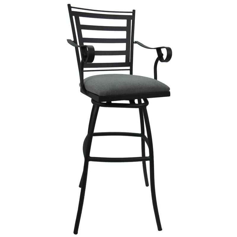 Outdoor Patio Bar Pub Set - 30" Jenna Stools - Black Frame - 36" Table