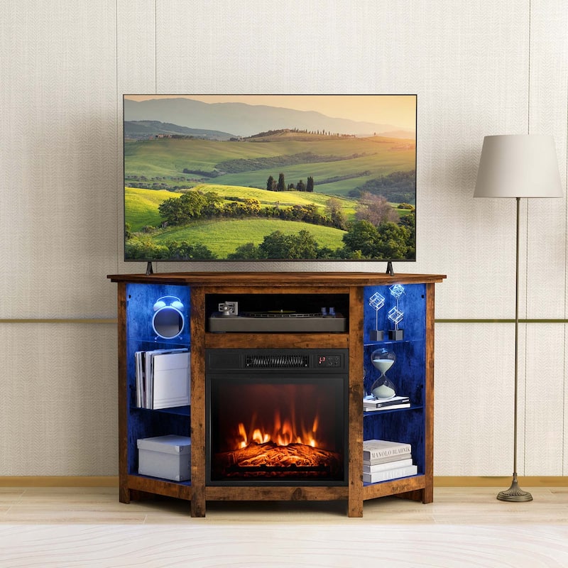 Costway Fireplace TV Stand with Led Lights & 18'' Electric Fireplace - See Details