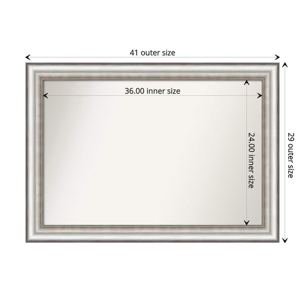 Non-Beveled Bathroom Wall Mirror - Salon Silver Frame