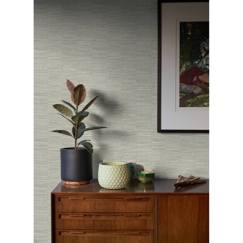A-Street Prints Jenga Grey Striped Column Wallpaper
