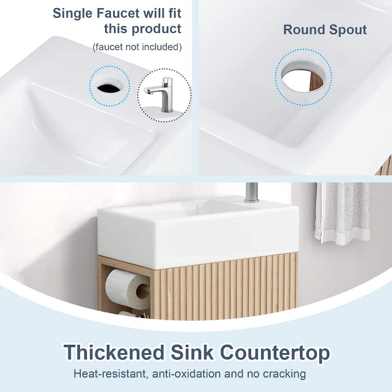18.6" Bathroom Vanity with Sink,with Two-tier Shelf,Left or Right Orientation