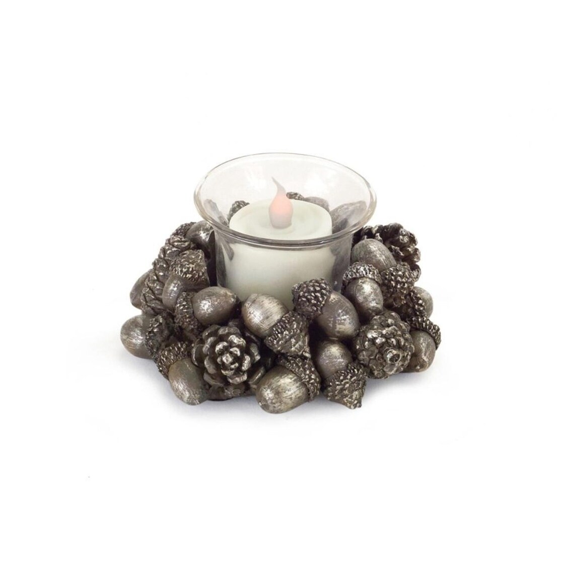 Shop Pack Of 6 Fallen Acorn And Pine Cone Votive Candle Holders 4 5 Silver Overstock 21395285