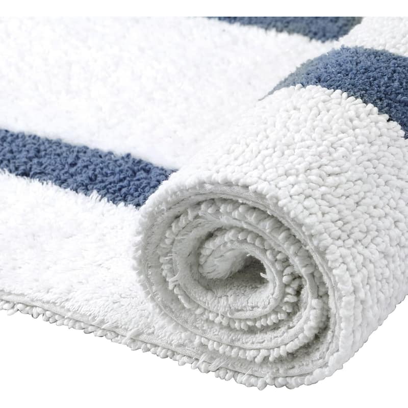 Better Trends Hotel Collection in Race Track 100% Cotton Super Absorbent Reversible Double Sided Machine Washable Bath Mat Rug