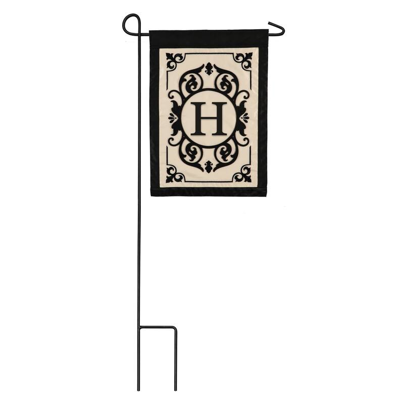 12.5 in. x 18 in. Cambridge Monogram Garden Applique Flag Letter H