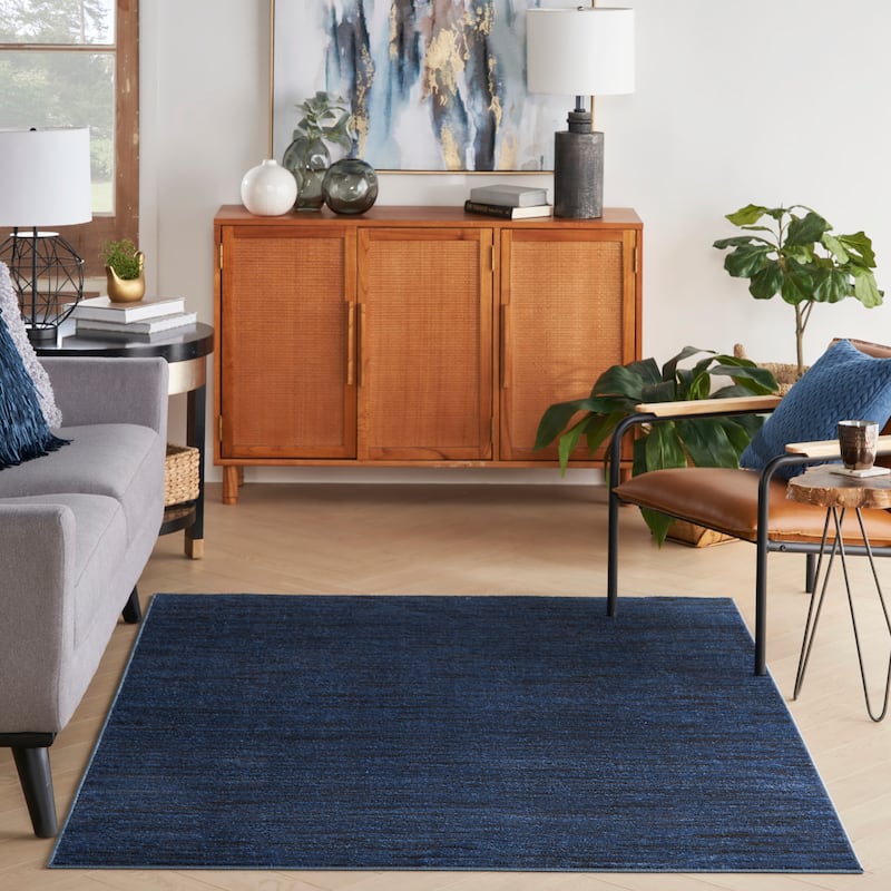 Nourison Modern Solid Indoor/Outdoor Area Rug - 5' x 7' - Midnight/Blue
