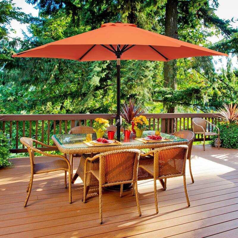 Yaheetech 9ft Patio Umbrella 8 Ribs with Push Button Tilt and Crank