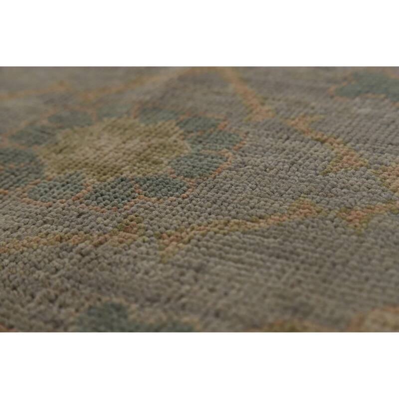 Hand Knotted Oriental 100% Wool Carpet Transitional All-Over Greys & Charcoal Oushak Area Rug - 10' 0'' X 8' 1''