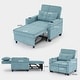 preview thumbnail 3 of 8, Tech Cloth Convertible Futon Armchair Bed with USB Ports, 3-Position Backrest and Built-in Storage