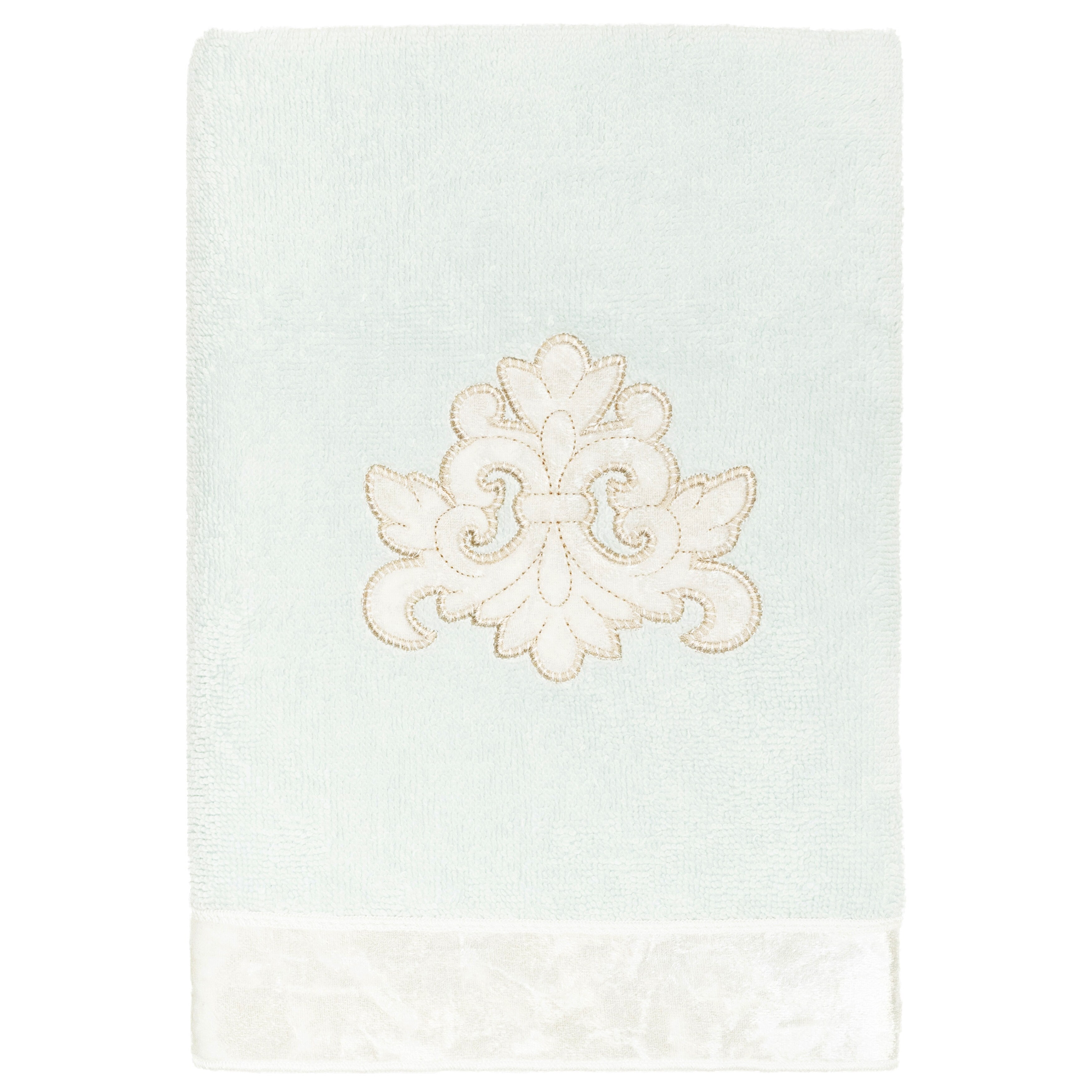 French Fleur de Lis Embroidered White Hand Towel