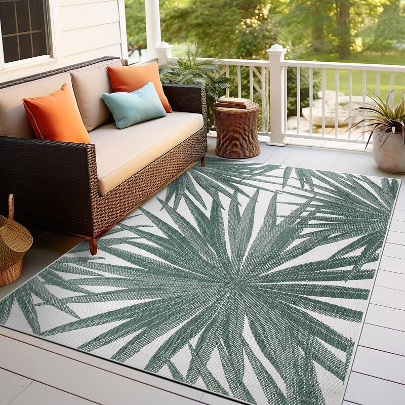 World Rug Gallery Tropical Nature Inspired Indoor/Outdoor Area Rug
