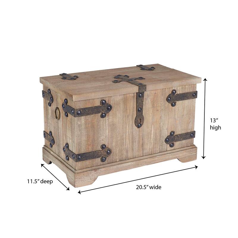 Household Essentials Decorative Chinese Fir Wood Trunk with Metal Accents
