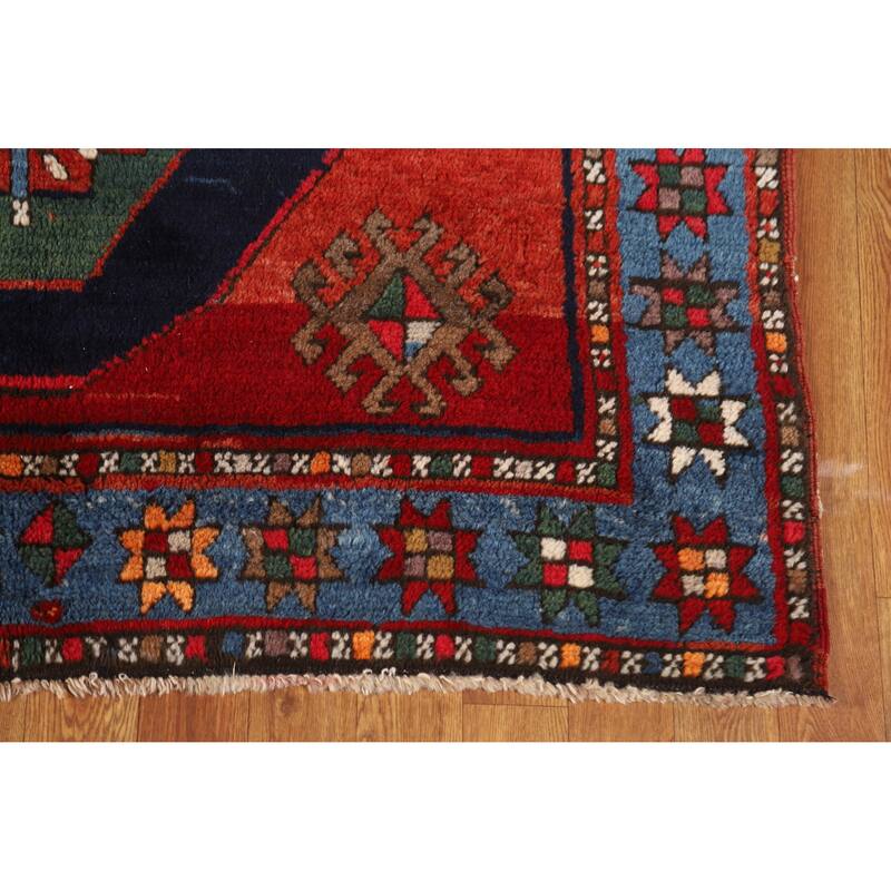 Hand Knotted Oriental 100% Wool Carpet Traditional Tribal Red Kazak Area Rug - 7' 6'' X 4' 2''
