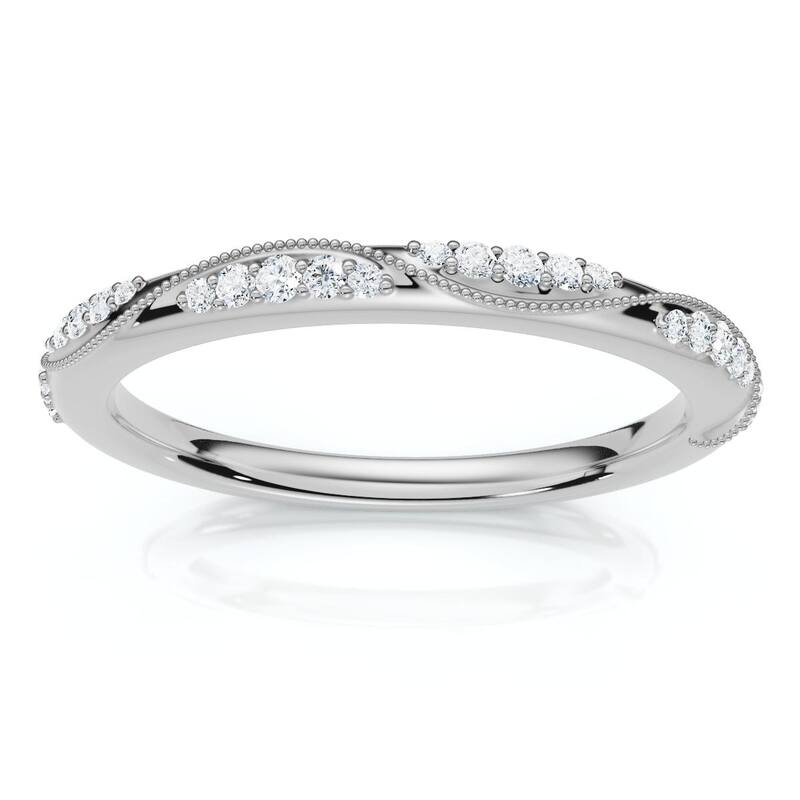 Bliss Diamond Camellia Diamond Wedding Ring Gold or Platinum Lab Grown Stackable Band