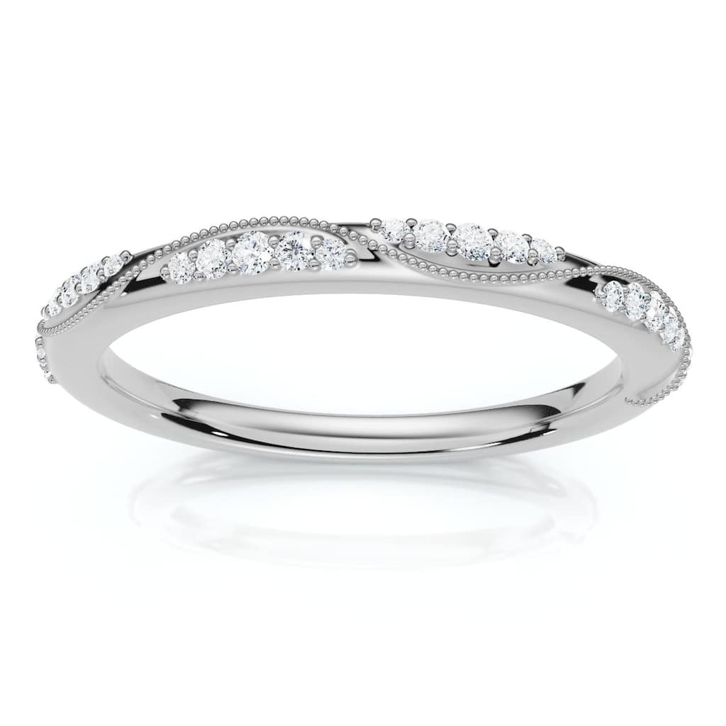 Bliss Diamond Camellia Diamond Wedding Ring Gold or Platinum Lab Grown Stackable Band