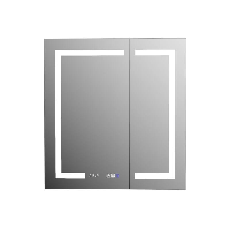 Modland 30"-60"W x 32"H Bathroom LED Medicine Cabinet with Mirror and Shelves, Defog and Stepless Dimming - 30x32 - Double Door