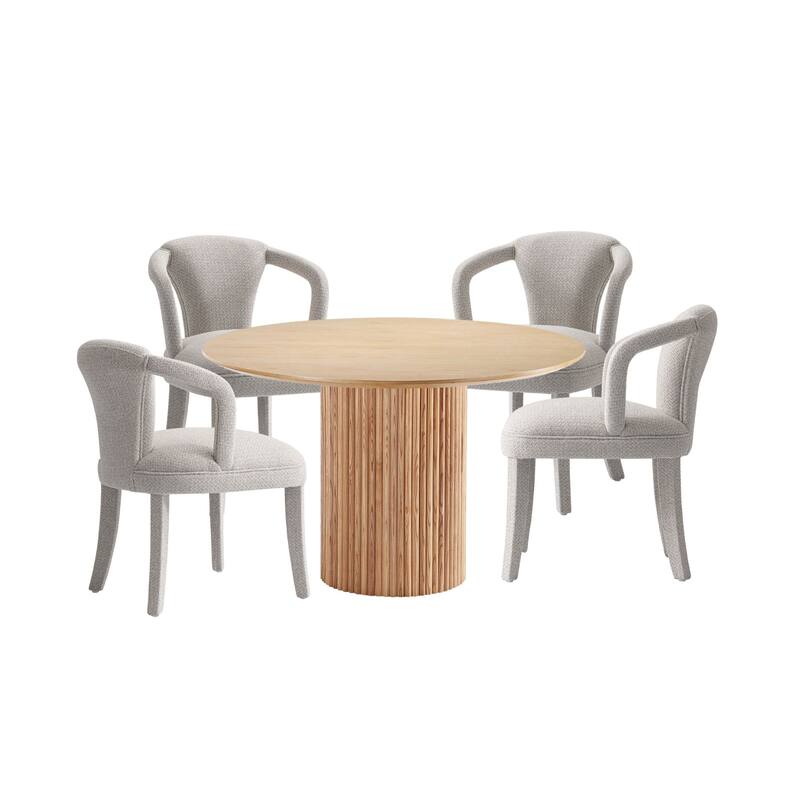 Manhattan Comfort 5-Piece Hathaway Modern 47.24 Solid Wood Round Dining Set