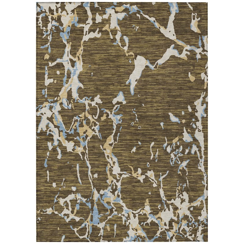 Machine Washable Indoor/ Outdoor Abstract Camo Chantille Rug