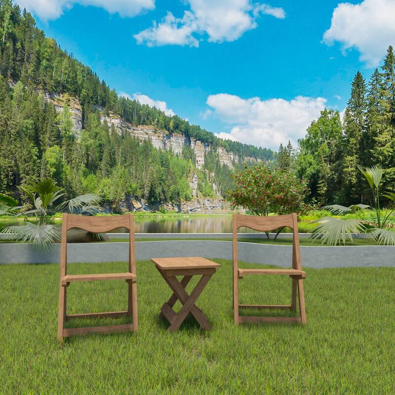 Outdoor Foldable Table Chairs Set (2 Chairs & Table), Set of 3