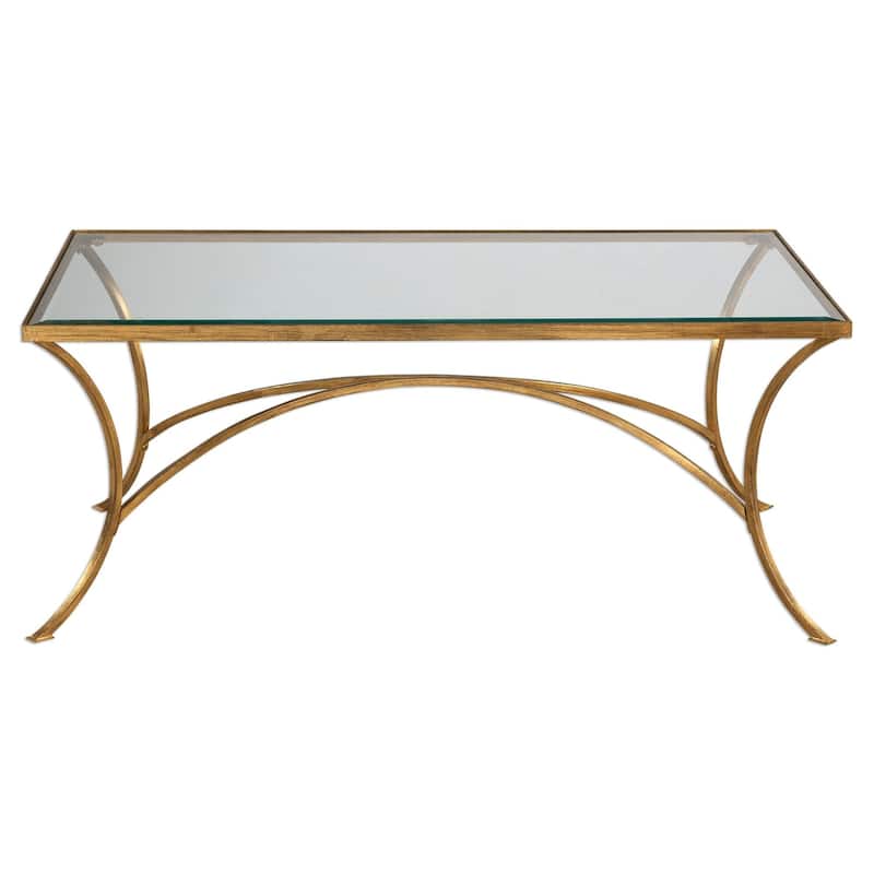 Uttermost Alayna 48" Wide Metal Coffee Table - Antiqued Gold Leaf