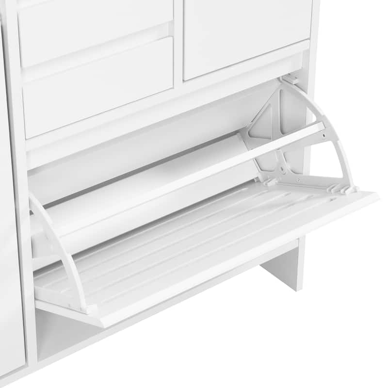 Shoe Storage Cabinet with Wall Cabinet, Breathable Flip Drawer Shoe Rack, Space-Saving Shoe Organizer Cabinet for Entryway