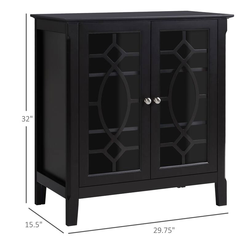 Kitchen Storage Cabinet with Adjustable Shelves and Glass Accents