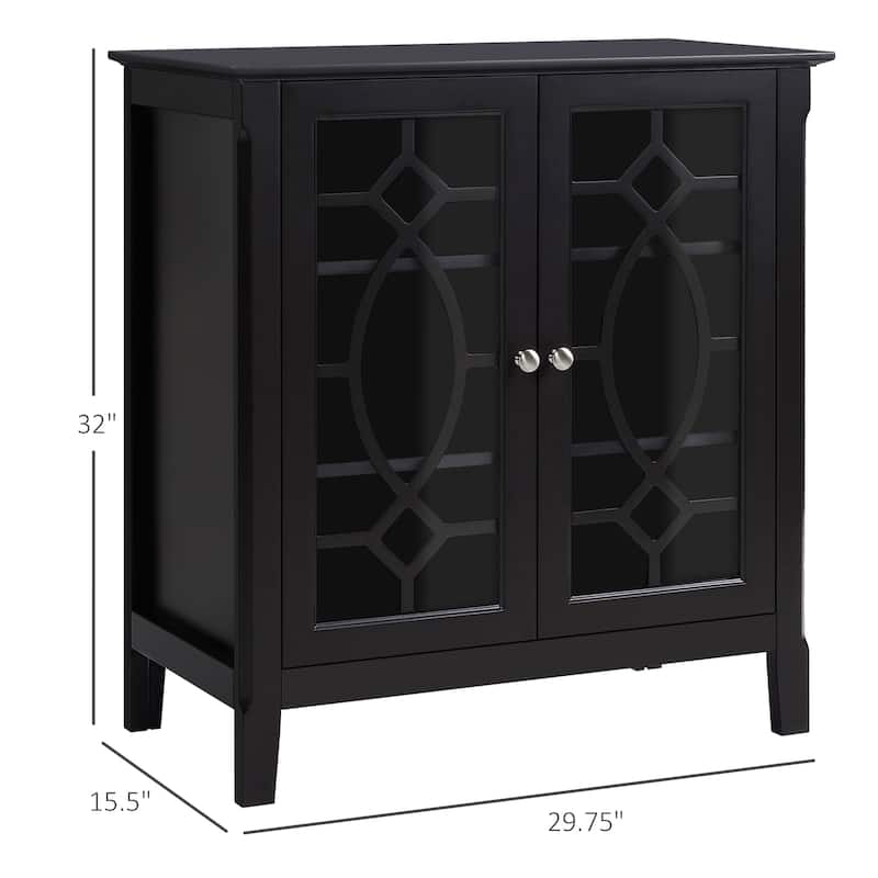 Sideboard Buffet Cabinet, Kitchen Storage Cabinet, Double Glass Door Accent Cabinet with Adjustable Shelves