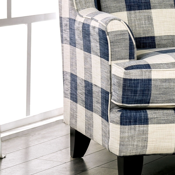 Blue plaid armchair sales
