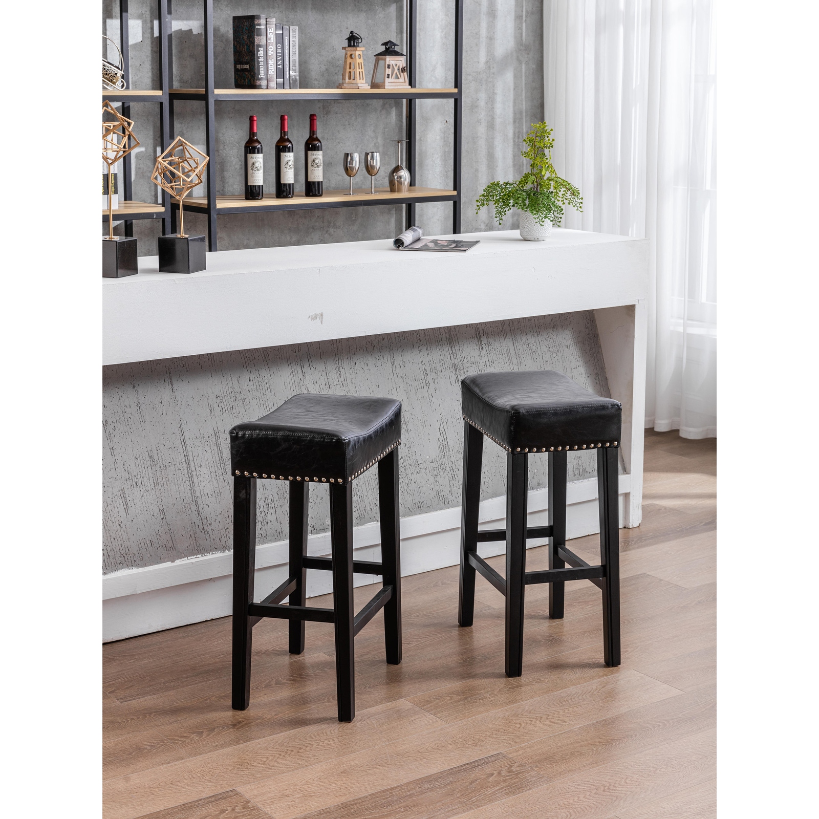 Backless leather hot sale counter height stools