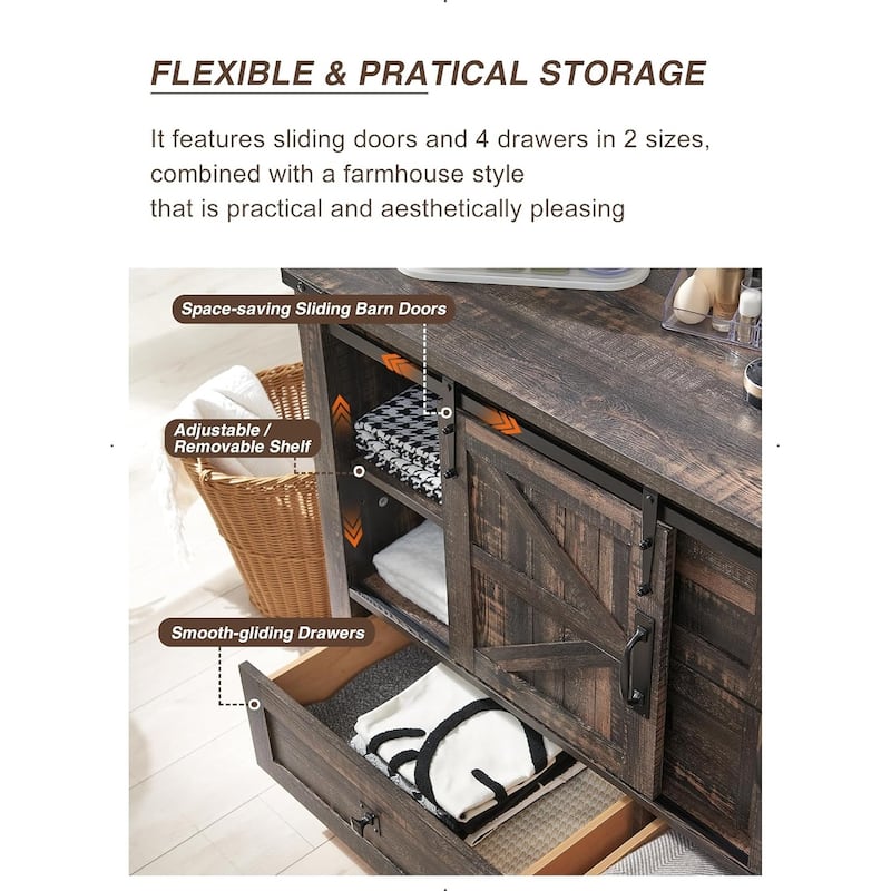 Farmhouse Dresser, Chest of Drawer, Dresser TV Stand, Storage Dresser