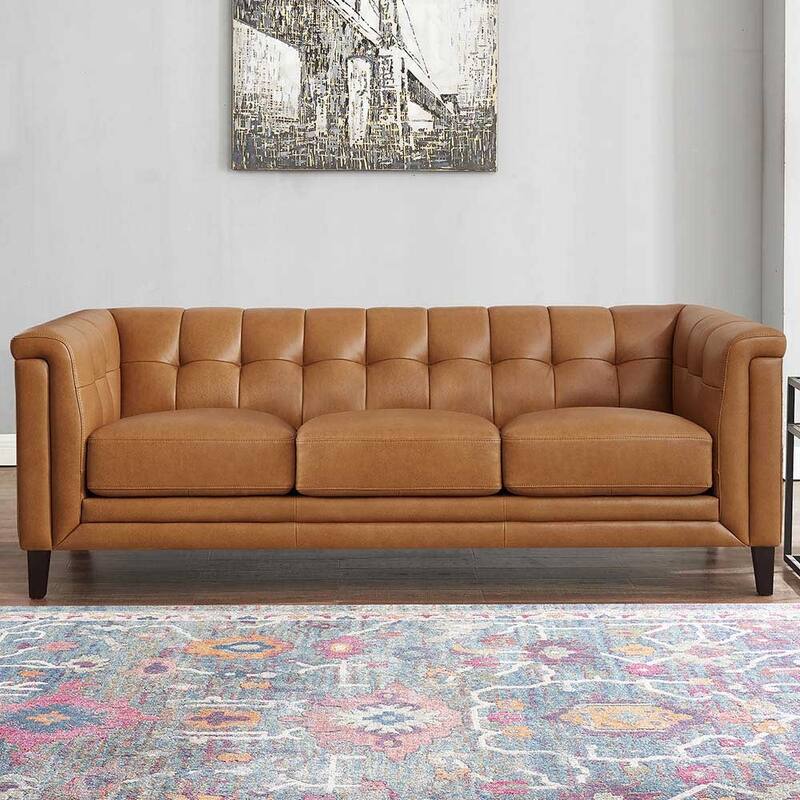 Hydeline Arvo Top Grain Leather Sofa and Chair Set with Feather, Memory Foam and Springs