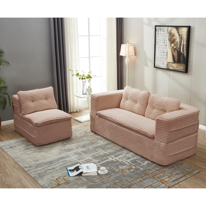 Sofa Bed With Independent Chaise Lounge And Functional Blanket,Convertible Sofa Bed,King Size Bed,Deep Seat