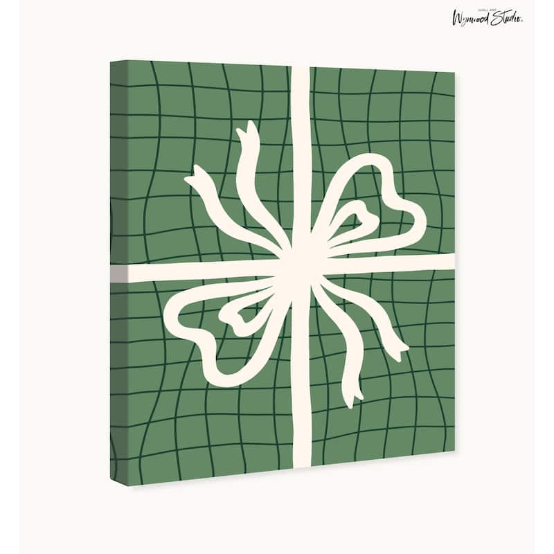 Wynwood Studio Canvas Holiday and Seasonal Graphic Gift Box Green Modern & Contemporary Wall Art Canvas Print