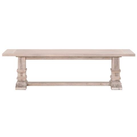 Wooden Dining Bench with Double Pedestal Base, Brown