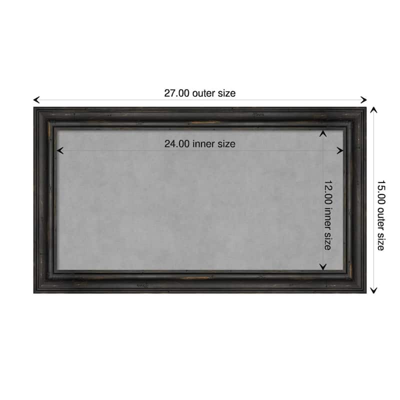 Amanti Art Rustic Pine Black Narrow Framed Magnetic Board - Board Size 24x12