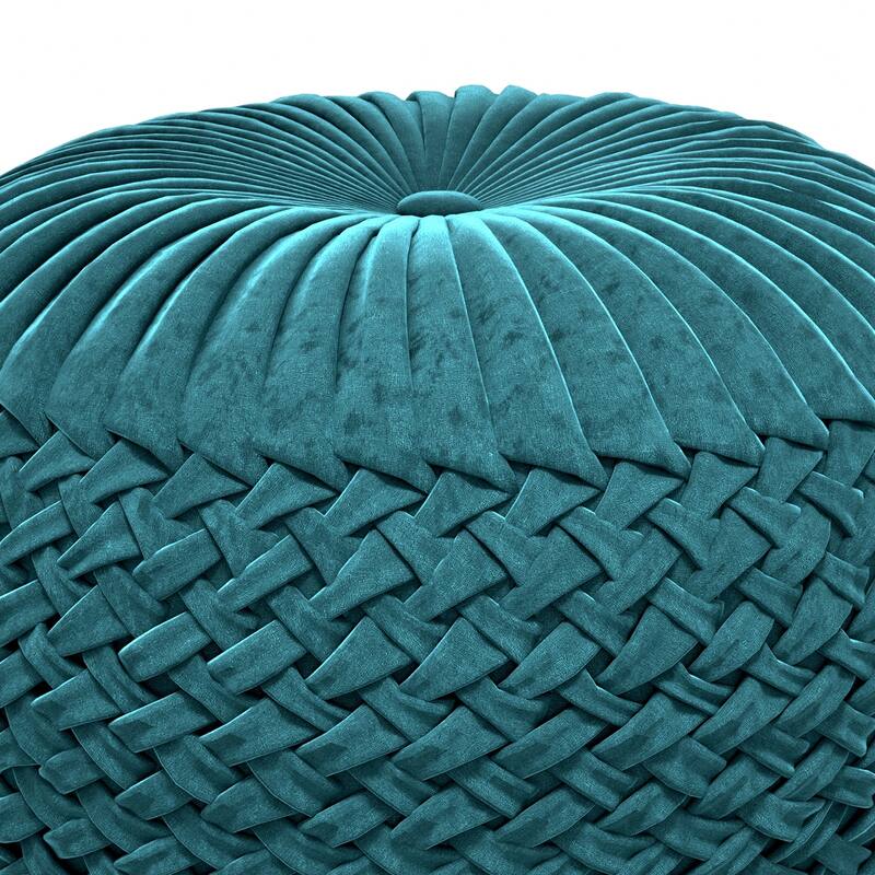 WYNDENHALL Faye Round Pouf in Velvet Fabric